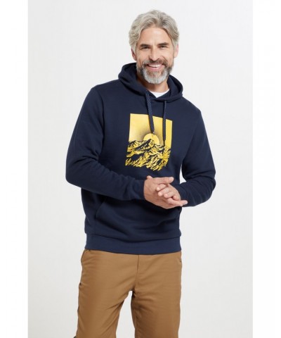 Sunset Mens Graphic Hoodie Navy $19.46 Tops