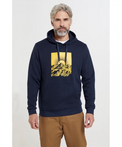 Sunset Mens Graphic Hoodie Navy $19.46 Tops