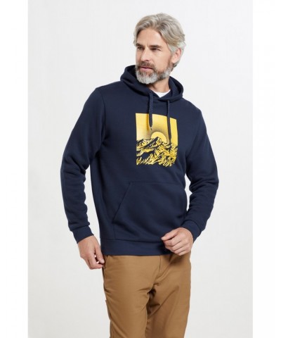 Sunset Mens Graphic Hoodie Navy $19.46 Tops