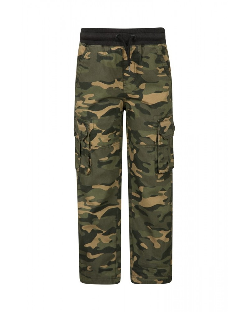 Pull Up Kids Jersey Lined Cargo Pants Camouflage $14.00 Pants