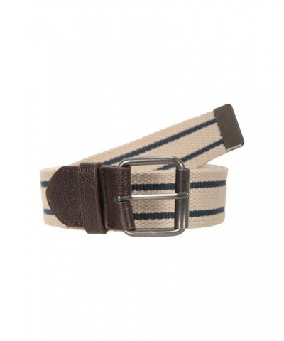 Striped Canvas Mens Belt Beige $10.79 Accessories