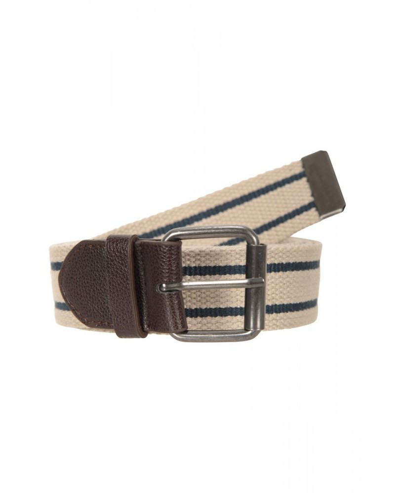 Striped Canvas Mens Belt Beige $10.79 Accessories