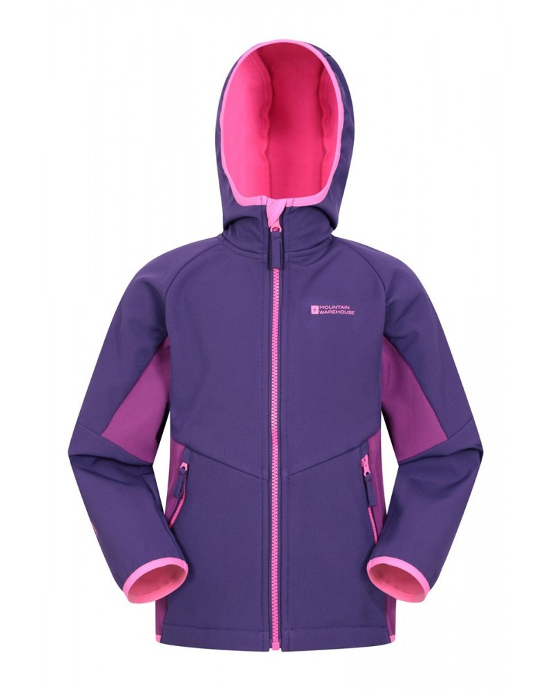 Kids Panelled Water Resistant Softshell Purple $14.19 Jackets