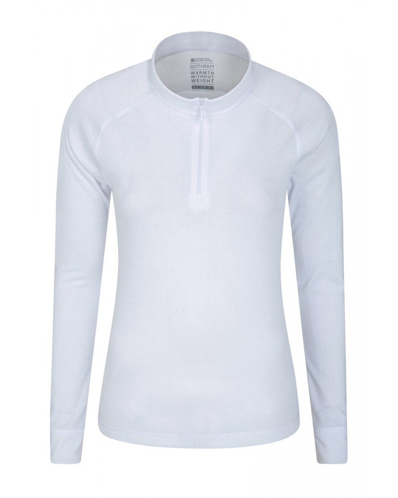 Talus Womens Zipped Turtle Neck Top White $14.74 Thermals