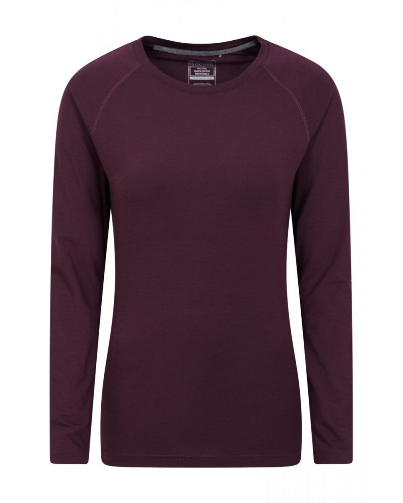 Quick Dry Womens Long Sleeve Top Dark Purple $13.50 Tops