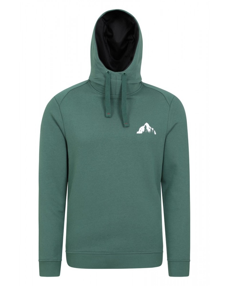 Alder Mens High Neck Printed Hoodie Green $17.69 Tops