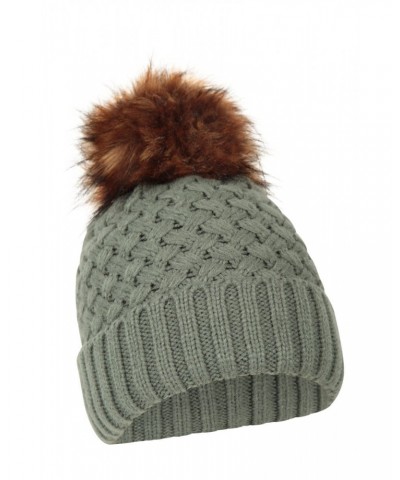 Lisbon Sherpa Lined Womens Thermal Pom-Pom Beanie Khaki $19.46 Accessories