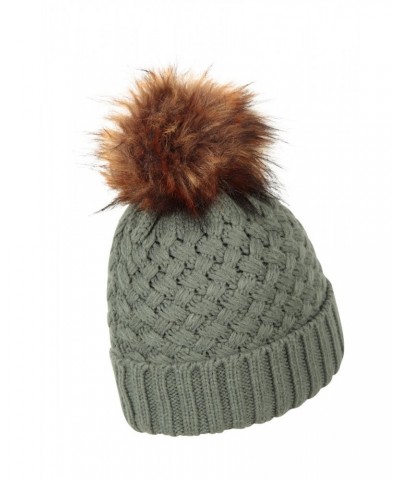 Lisbon Sherpa Lined Womens Thermal Pom-Pom Beanie Khaki $19.46 Accessories