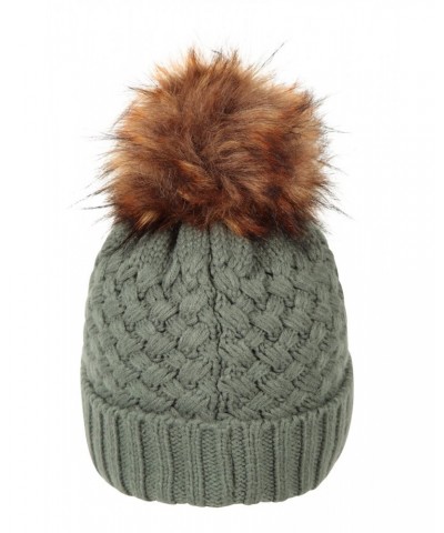 Lisbon Sherpa Lined Womens Thermal Pom-Pom Beanie Khaki $19.46 Accessories