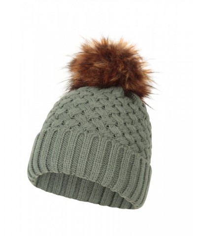 Lisbon Sherpa Lined Womens Thermal Pom-Pom Beanie Khaki $19.46 Accessories