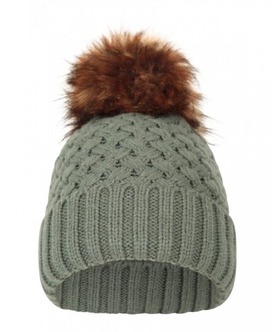 Lisbon Sherpa Lined Womens Thermal Pom-Pom Beanie Khaki $19.46 Accessories