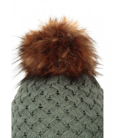 Lisbon Sherpa Lined Womens Thermal Pom-Pom Beanie Khaki $19.46 Accessories