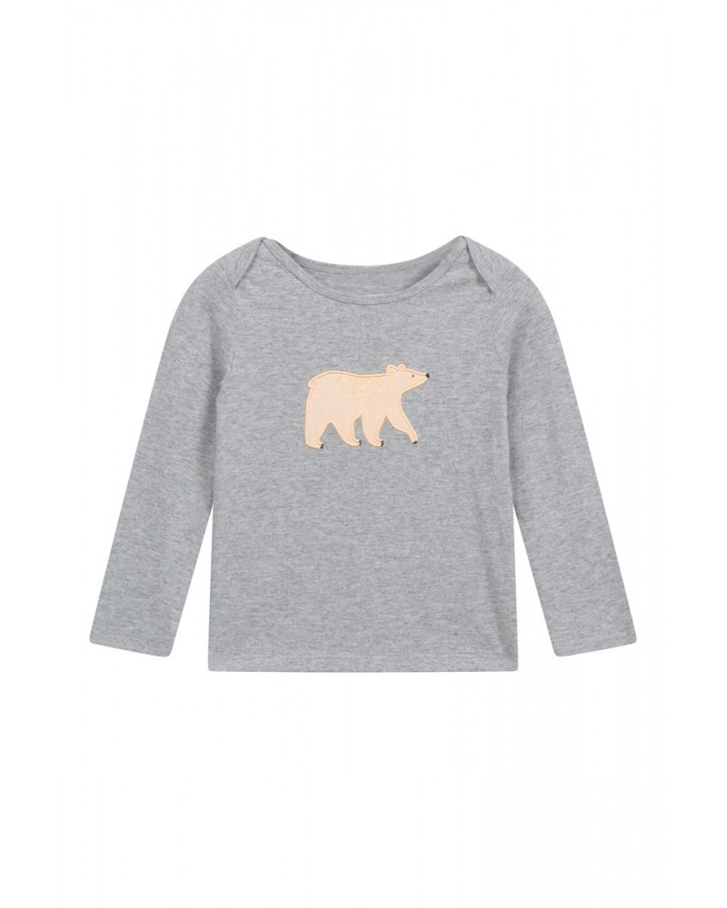 Baby Long Sleeve Applique T-Shirt Grey $10.19 Babywear