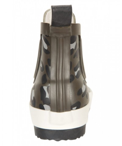 Womens Printed Short Rain Boots Khaki $19.20 Footwear