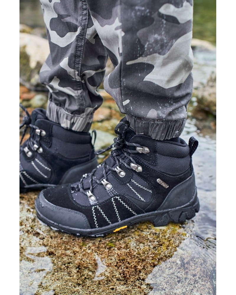 Edinburgh Vibram Youth Waterproof Hiking Boots Black $35.20 Footwear