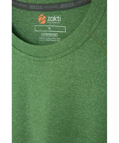 Agra IsoCool Mens Striped Tee Green $17.81 Active