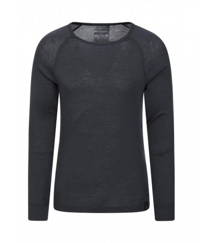 Merino Mens Long Sleeved Round Neck Top Dark Grey $17.39 Thermals