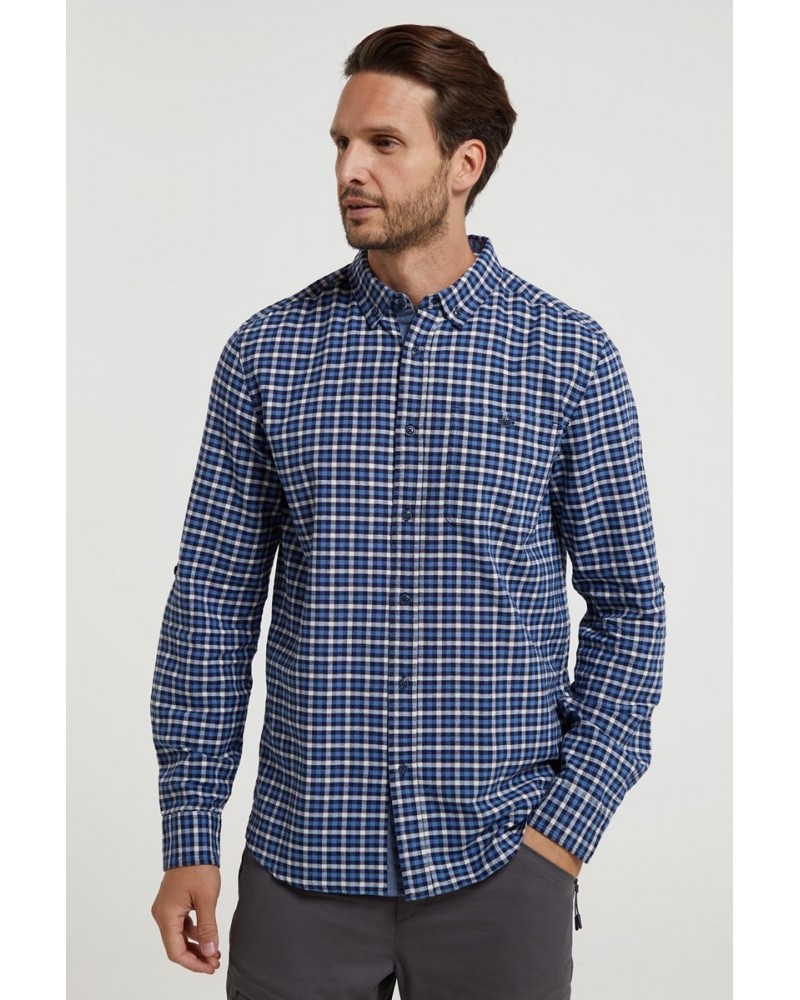 Driftwood Check Mens Organic Shirt Navy $16.81 Tops