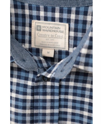 Driftwood Check Mens Organic Shirt Navy $16.81 Tops