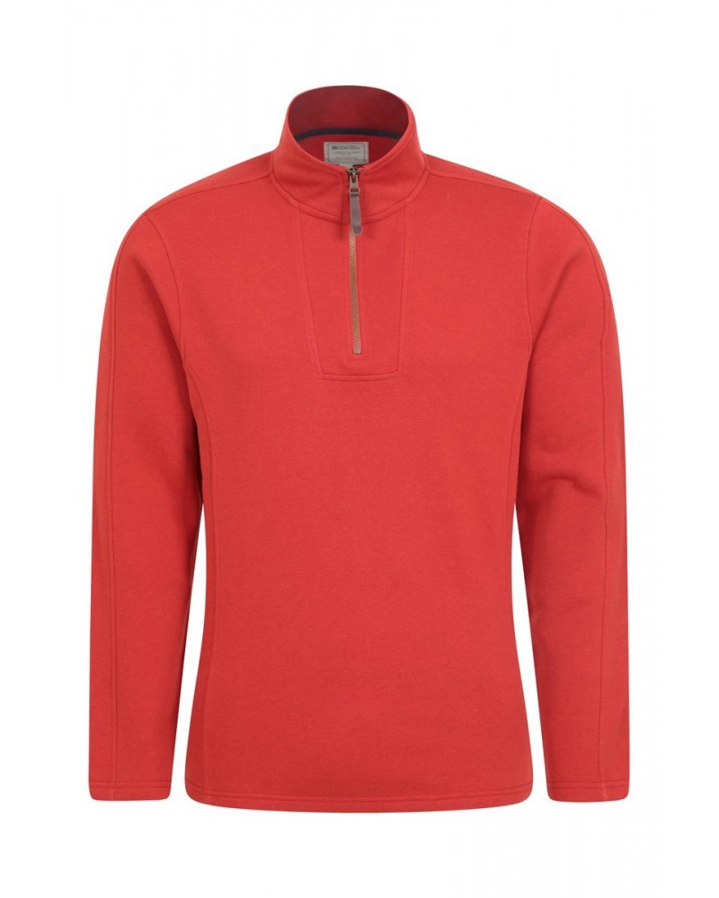 Zeta Mens Zip Neck Top Red $15.65 Fleece