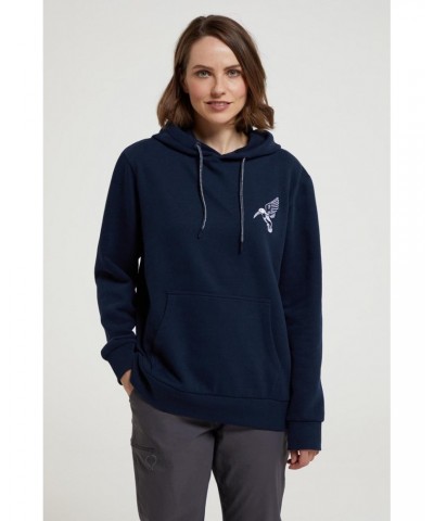 Embroidered Bird Womens Hoodie Navy $22.39 Tops