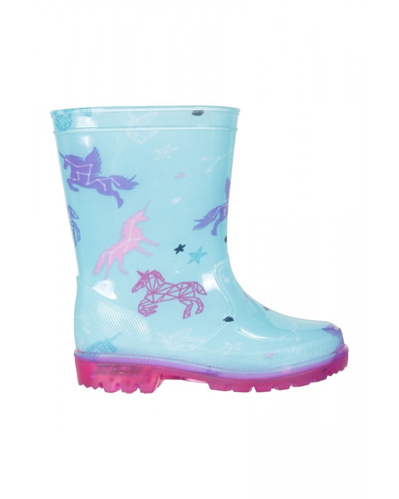 Splash Junior Flashing Lights Rain Boots Pale Blue $12.99 Footwear