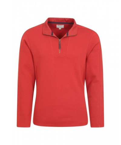 Zeta Mens Zip Neck Top Red $15.65 Fleece