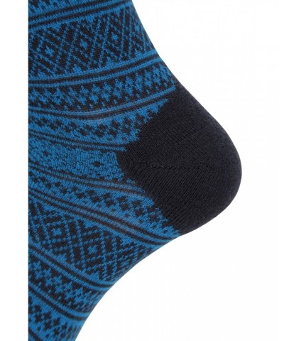 Mens Patterned Merino Mid-Calf Socks 2-Pack Navy $13.49 Accessories