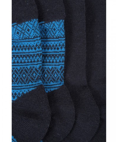 Mens Patterned Merino Mid-Calf Socks 2-Pack Navy $13.49 Accessories