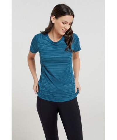 Endurance Striped Womens Tee Teal $11.19 Active