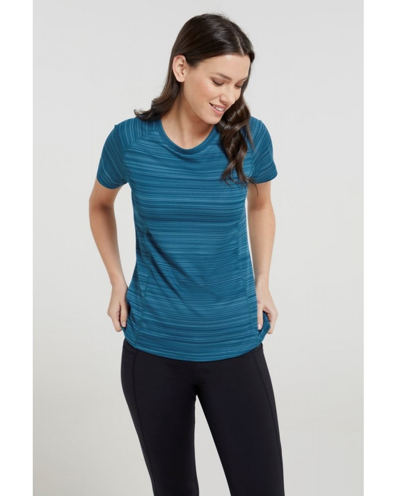 Endurance Striped Womens Tee Teal $11.19 Active