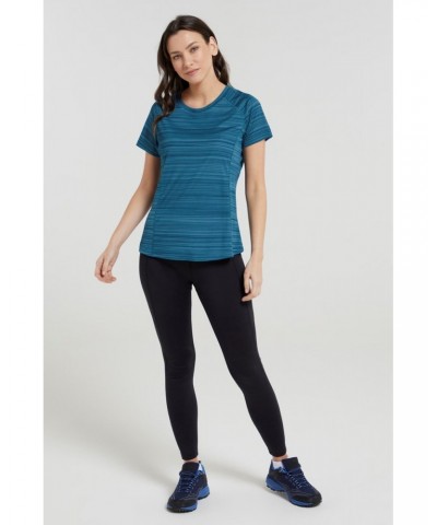 Endurance Striped Womens Tee Teal $11.19 Active