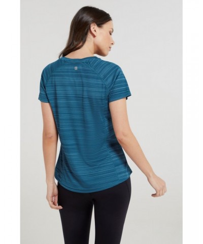 Endurance Striped Womens Tee Teal $11.19 Active