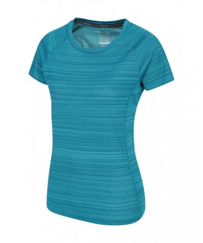 Endurance Striped Womens Tee Teal $11.19 Active