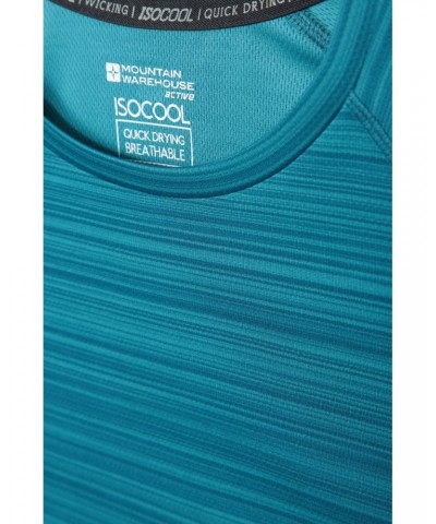 Endurance Striped Womens Tee Teal $11.19 Active