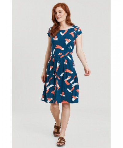 Sorrento Womens Printed Short Sleeve UV Dress Petrol $16.28 Dresses & Skirts