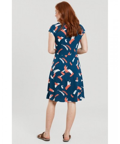 Sorrento Womens Printed Short Sleeve UV Dress Petrol $16.28 Dresses & Skirts