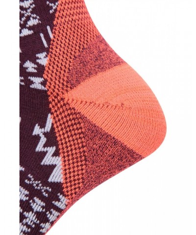 Polar Womens Patterned Merino Technical Knee Length Ski Socks Burgundy $13.99 Accessories