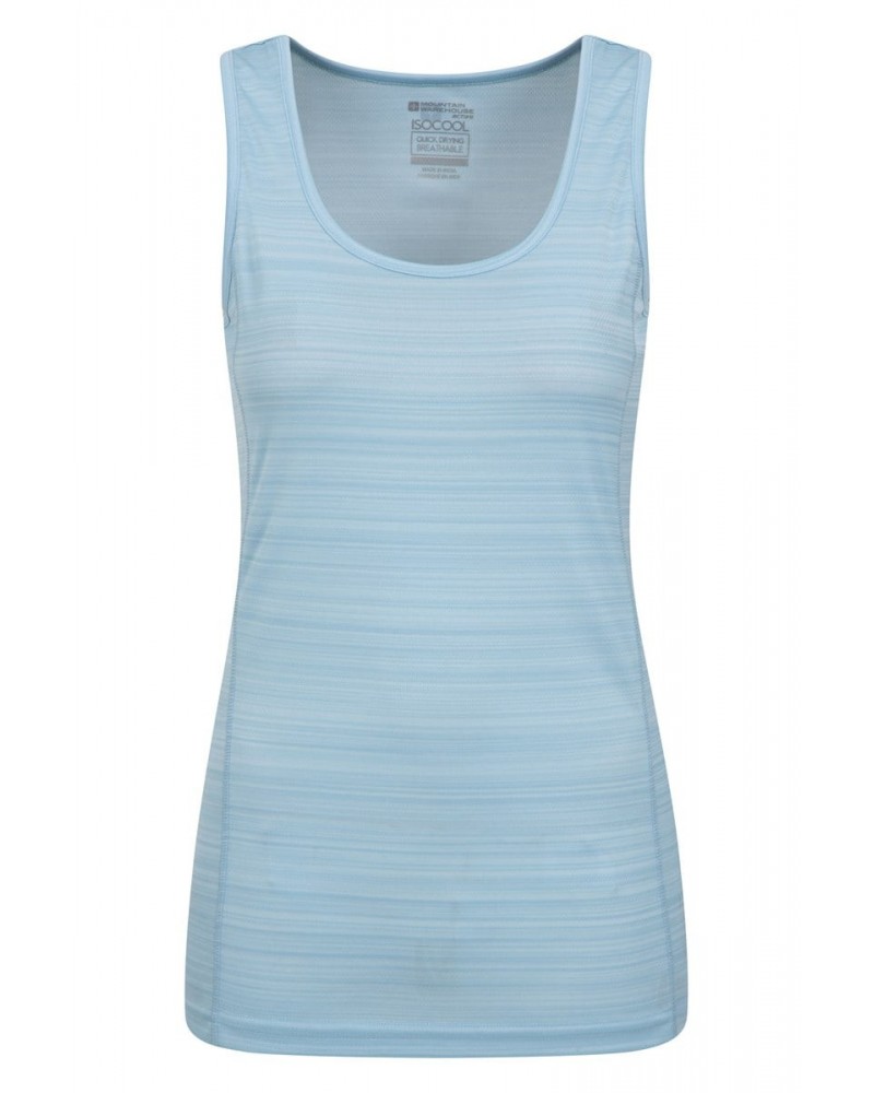 Endurance Striped Womens Tank Top Light Blue $11.59 Tops