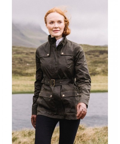 Glencoe Womens Waxed Belted Jacket Khaki $55.50 Jackets