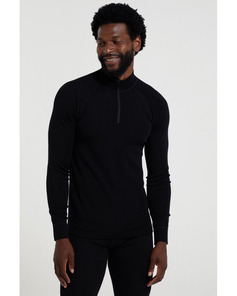 Merino II Mens Zip Neck Base Layer Top Black $25.64 Thermals