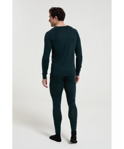 Merino Mens Long Sleeved Round Neck Top Dark Green $15.17 Thermals