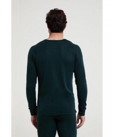 Merino Mens Long Sleeved Round Neck Top Dark Green $15.17 Thermals