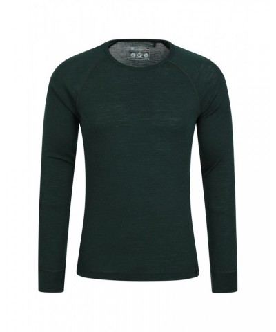 Merino Mens Long Sleeved Round Neck Top Dark Green $15.17 Thermals