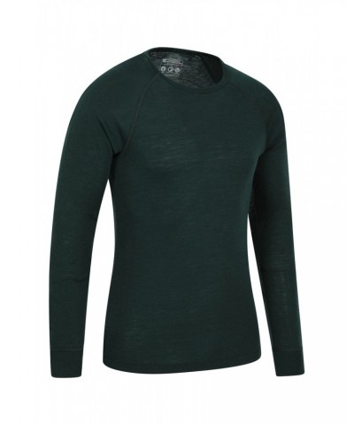 Merino Mens Long Sleeved Round Neck Top Dark Green $15.17 Thermals