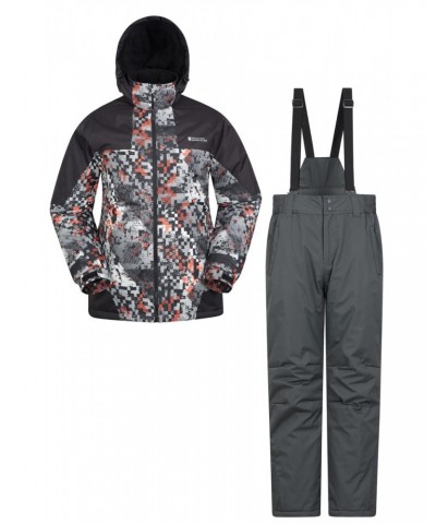 Mens Printed Ski Jacket and Pants Set Monochrome $34.40 Jackets