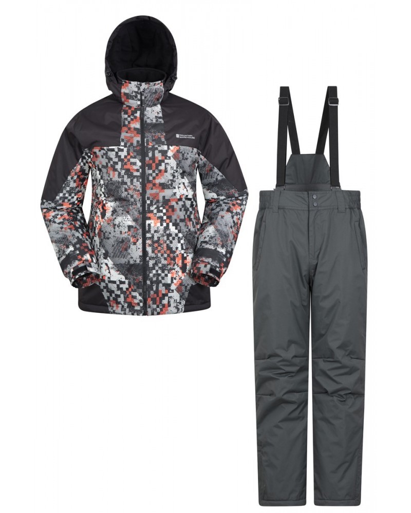 Mens Printed Ski Jacket and Pants Set Monochrome $34.40 Jackets