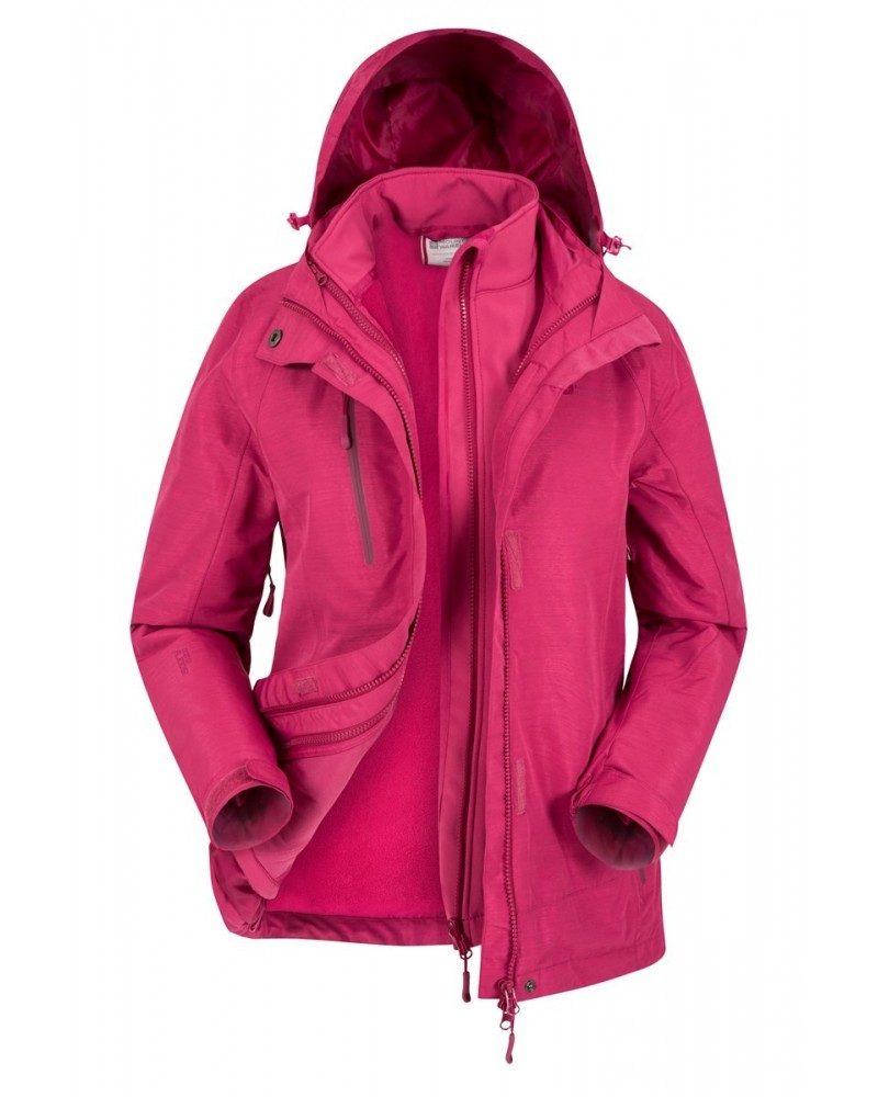 Bracken Melange Womens 3 in 1 Jacket Berry $54.99 Jackets