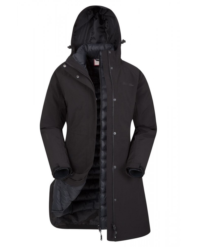 Alaskan Womens Long 3 in 1 Jacket Black $61.20 Jackets