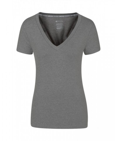 Vitality V Neck Womens Tee Dark Grey $15.38 Active